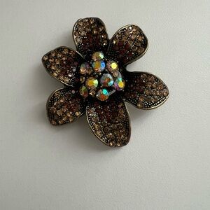Elegant Floral Crystal Brooch